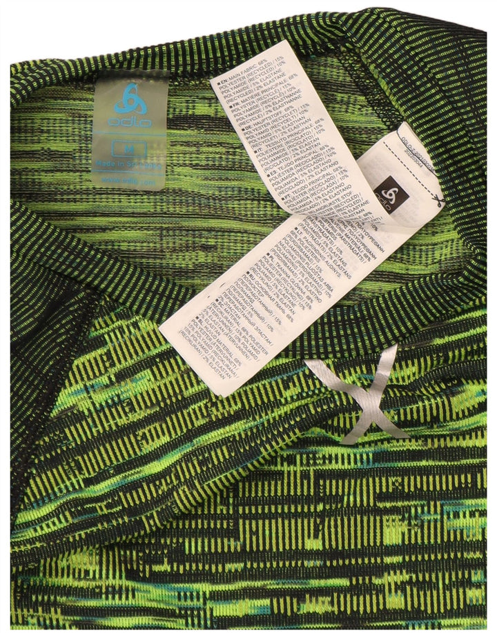 Odlo Damen Top Langarm UK 12 Mittelgrünes geometrisches Polyester