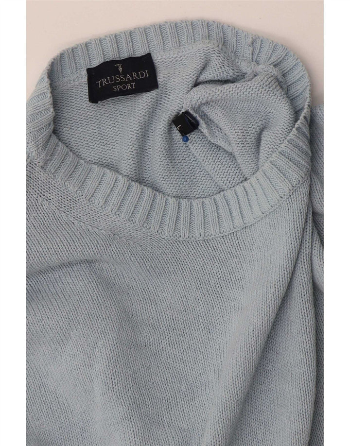 Trussardi Herren-Pullover mit Rundhalsausschnitt, Größe L, Blau