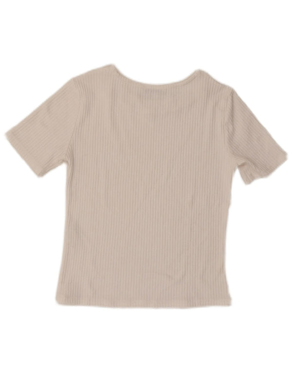 ZARA Damen Crop T-Shirt Top UK 8 Small Weiß Polyester