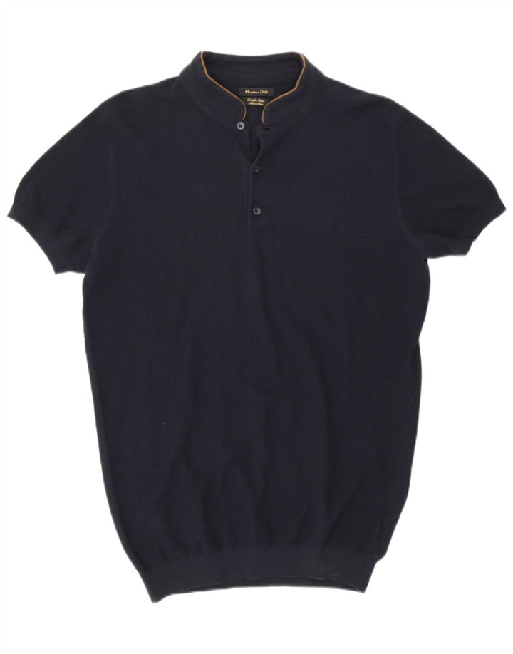 Massimo Dutti Herren-Poloshirt, mittelmarineblaue Baumwolle