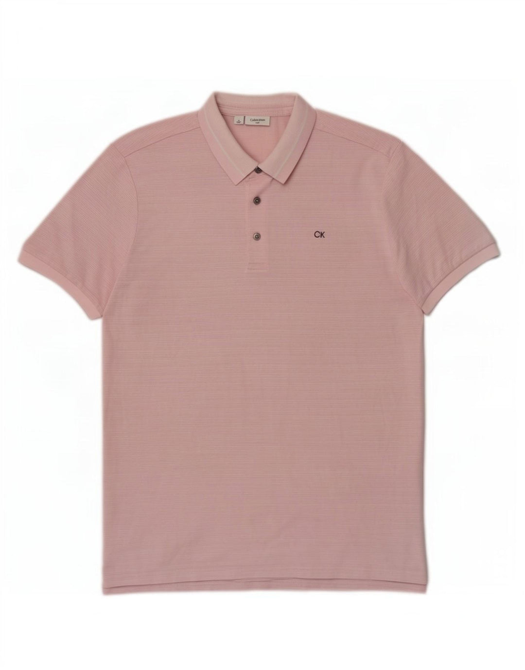 Calvin Klein Herren-Poloshirt aus mittelrosa Nadelstreifen-Polyester