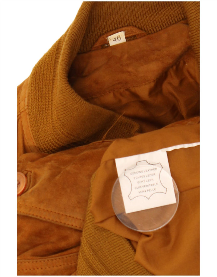 VINTAGE Herren-Bomberjacke aus Wildleder mit lockerer Passform, EU 46, kleines beiges Leder