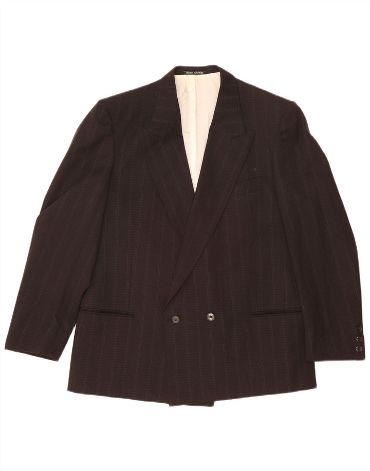 VENTANNI Zweireihiger Herren-Blazer IT 52 XL Schwarzer Nadelstreifen