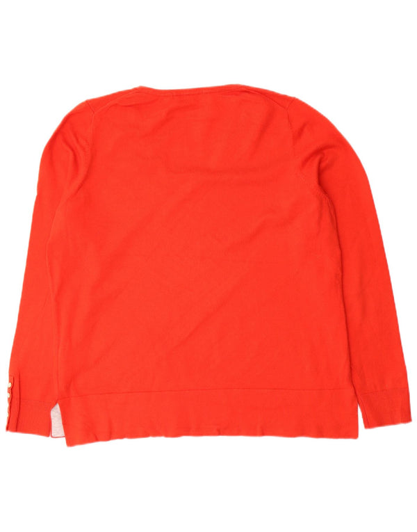 Boden Damen-Pullover mit V-Ausschnitt, UK 16, Größe L, rot, Baumwolle