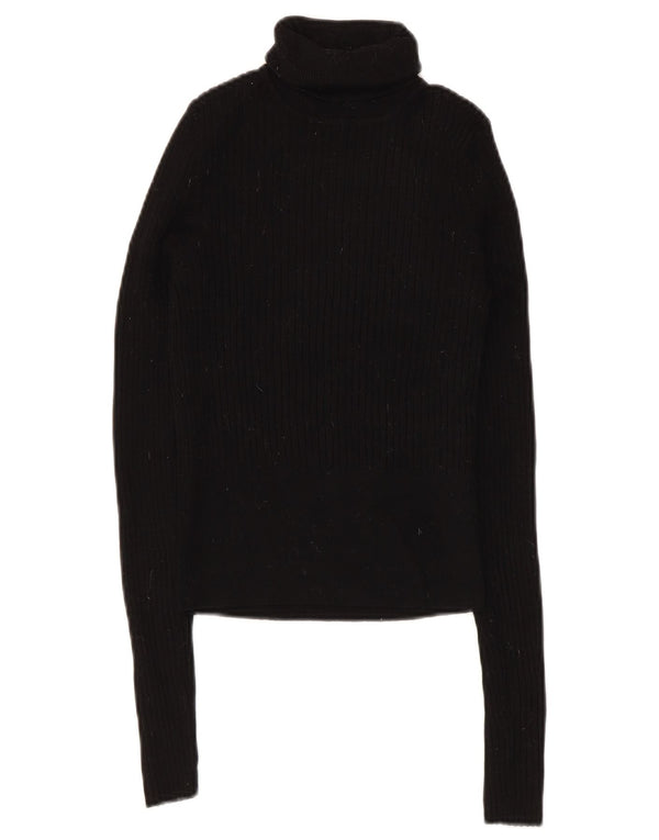Zara Damen Crop Rollkragenpullover Pullover UK 8 Small Schwarze Viskose