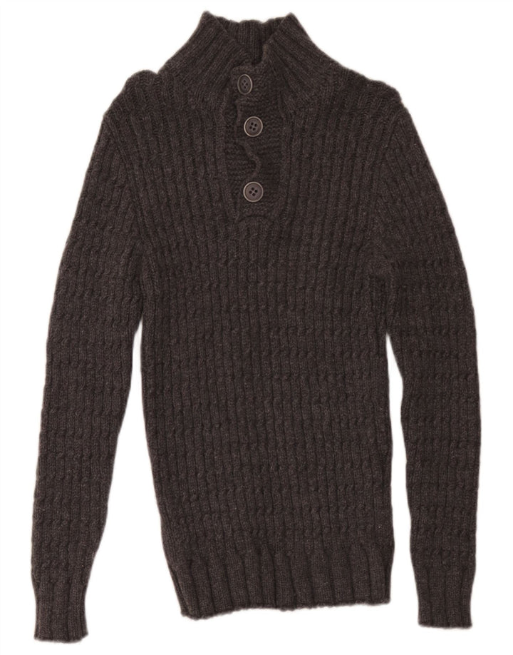 Alpha Massimo Rebecchi Herren-Pullover mit Knopfkragen, Größe 48, Mittelgrau