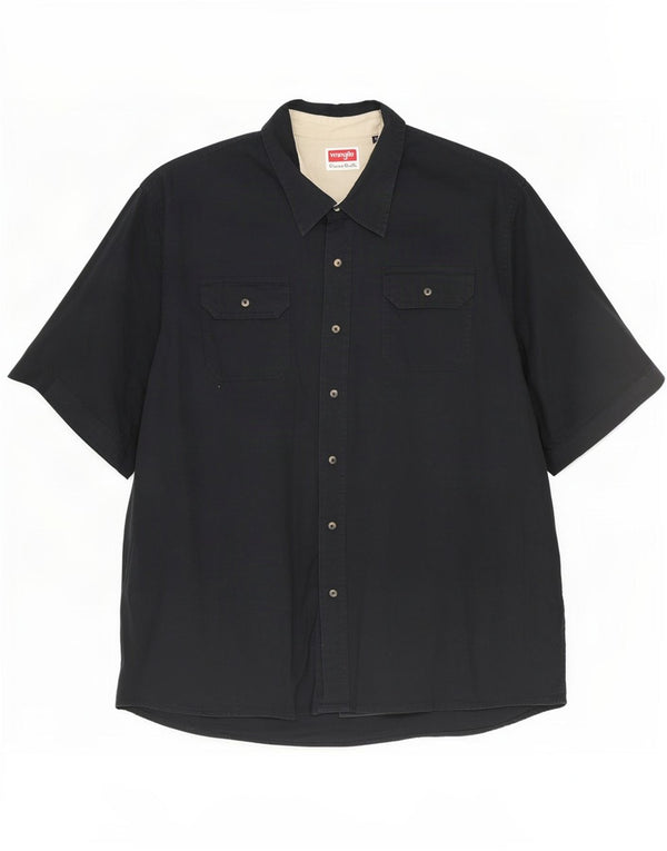 Wrangler Herren Kurzarmhemd 3XL Schwarz Baumwolle