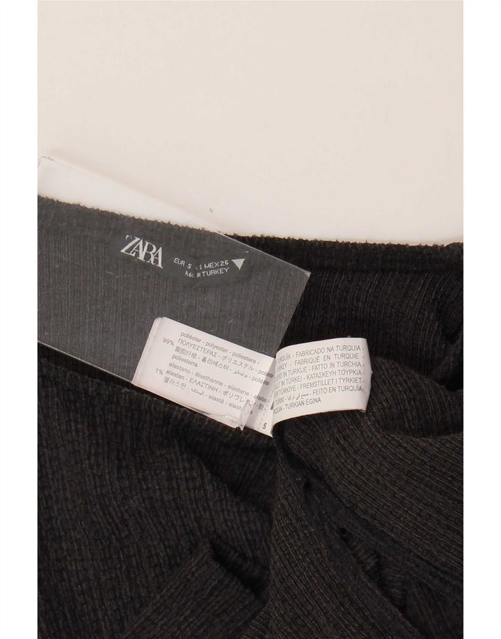 Zara Damen Top Langarm UK 10 Small Schwarz Polyester