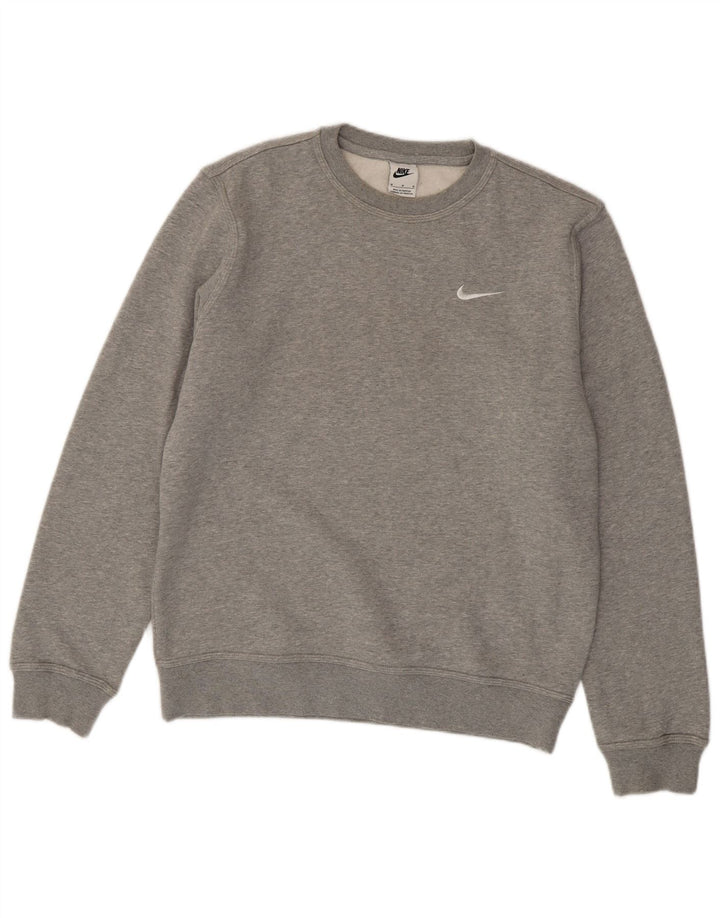 Nike Herren-Sweatshirt-Pullover aus mittelgrau gefleckter Baumwolle