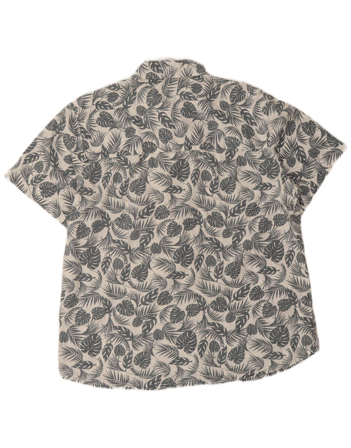 Mountain Warehouse Herren-Kurzarmhemd, groß, weiße Baumwolle mit Blumenmuster