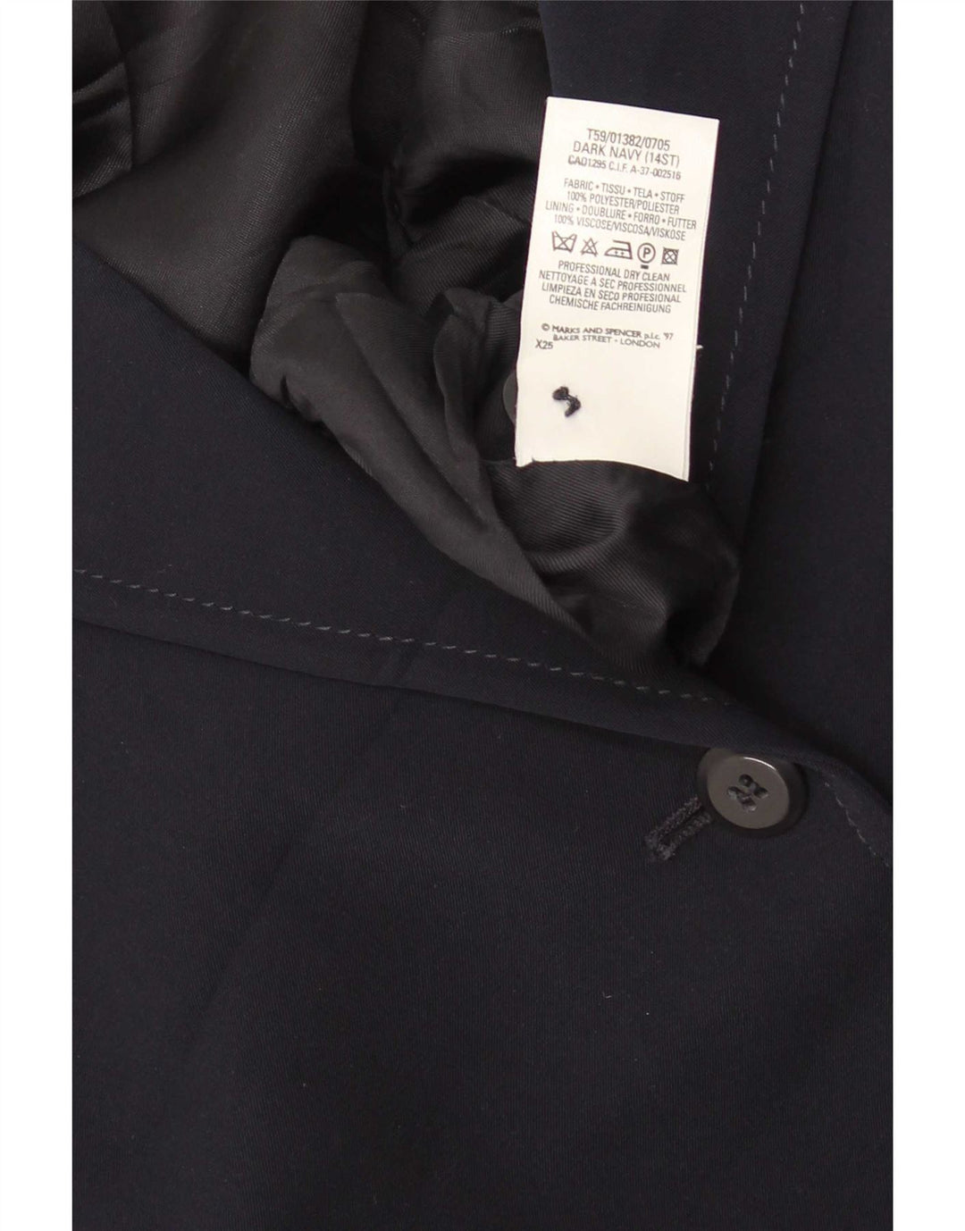Marks & Spencer Damen St. Michael Mantel UK 14 Large Marineblau Polyester