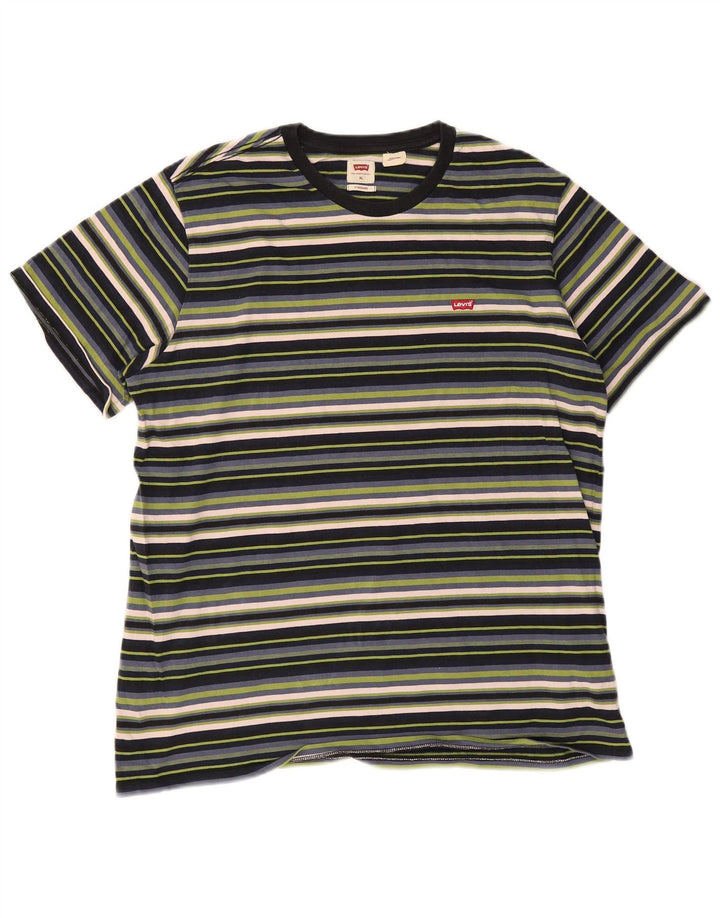 LEVI'S Herren Standard T-Shirt Top XL Mehrfarbig gestreift aus Baumwolle