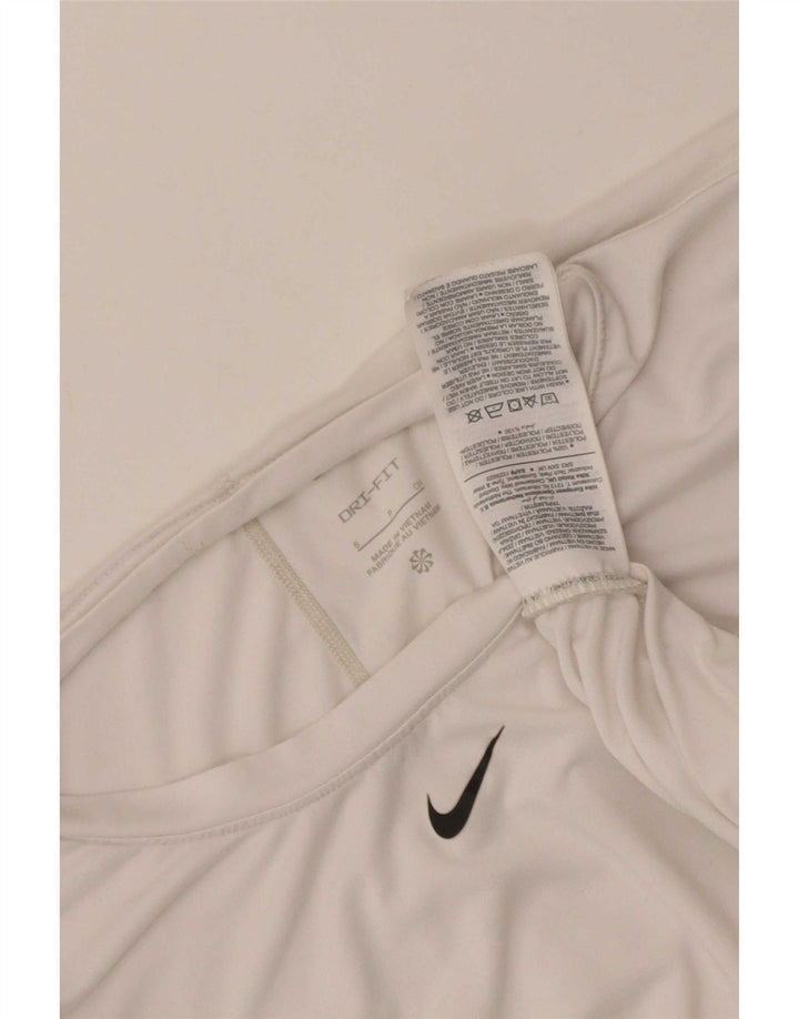 Nike Damen Dri Fit T-Shirt Top UK 10 Small Weiß Polyester
