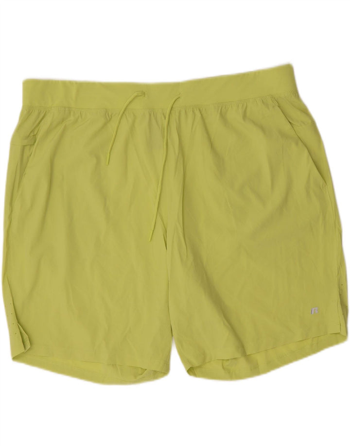 RUSSELL ATHLETIC Mens Dri-Power Sport Shorts 2XL  Yellow Polyester Vintage Russell Athletic and Second-Hand Russell Athletic from Messina Hembry 