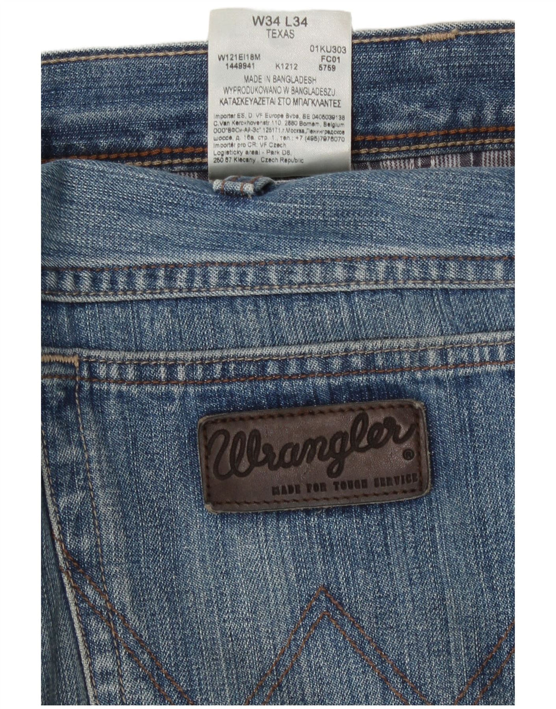 Wrangler Herren Texas Straight Jeans W34 L34 Blaue Baumwolle