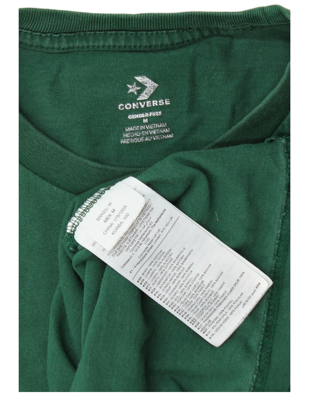 Converse Herren-T-Shirt-Oberteil aus mittelgrüner Baumwolle