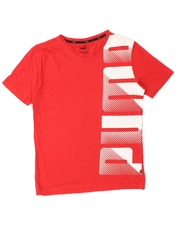Puma Herren Grafik T-Shirt Top Small Rot Baumwolle