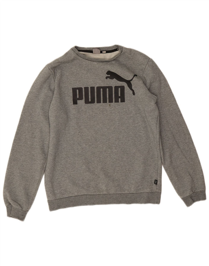 Puma Grafik-Sweatshirt für Jungen, 15–16 Jahre, grau gefleckte Baumwolle