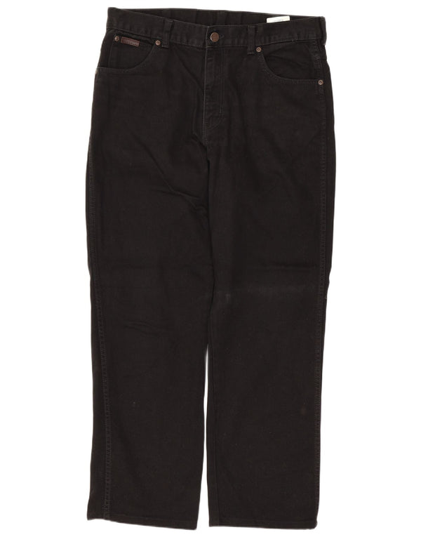 WRANGLER Herren Texas Straight Jeans W34 L28 Schwarze Baumwolle