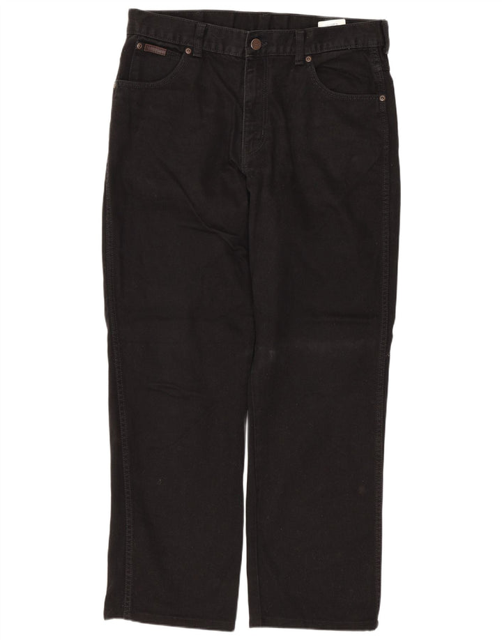 WRANGLER Herren Texas Straight Jeans W34 L28 Schwarze Baumwolle