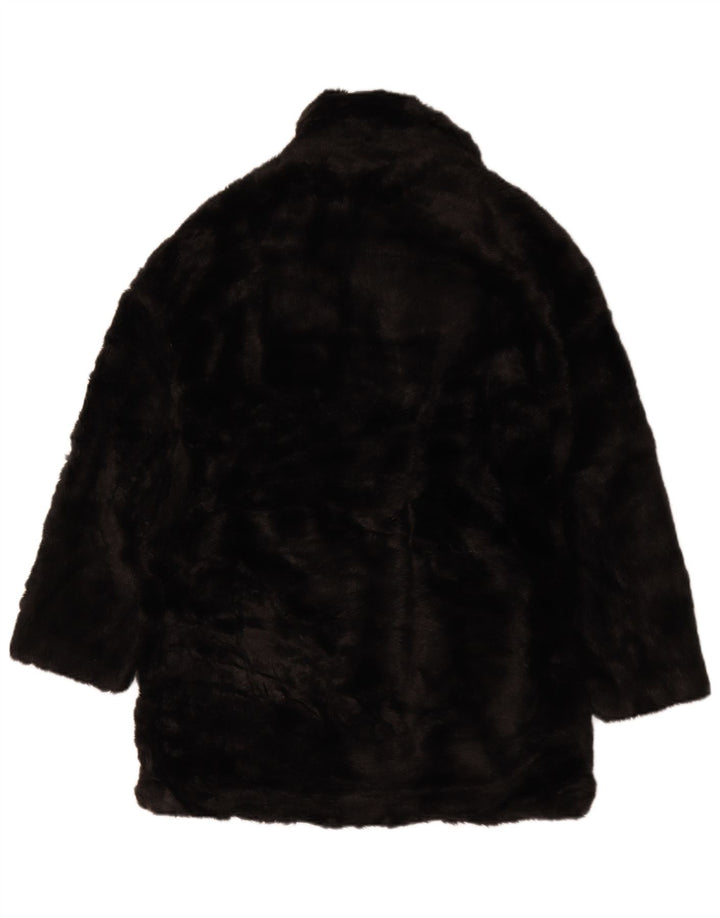 Zara Damen Übergroßer Kunstpelzmantel UK 6 XS Schwarz Polyester