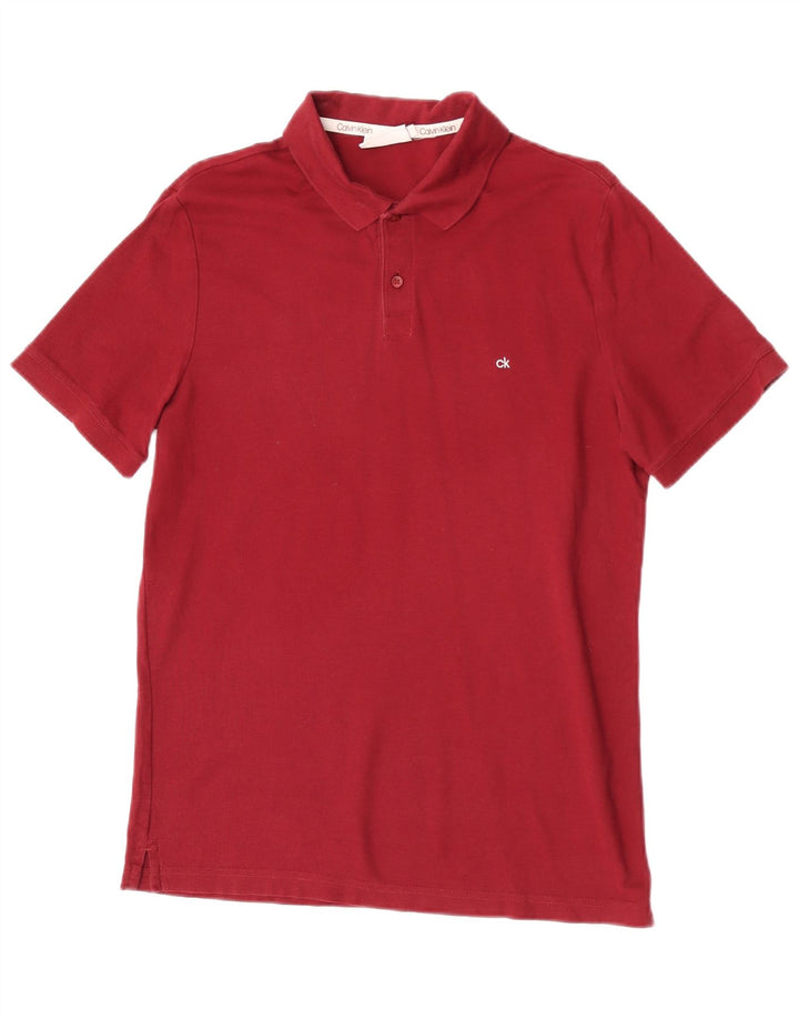Calvin Klein Herren-Poloshirt aus mittlerer burgunderroter Baumwolle