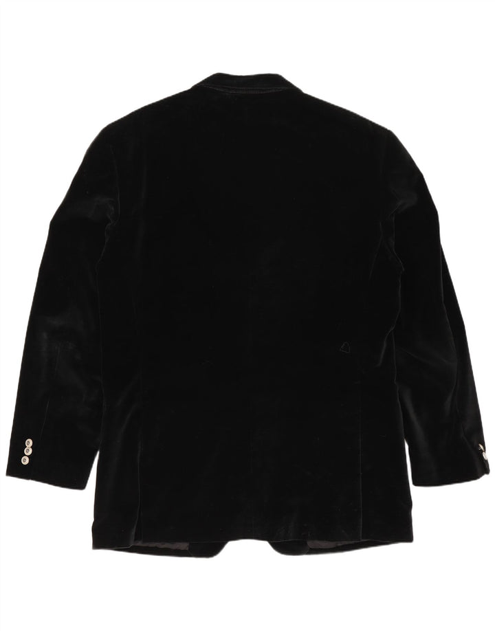 Versace Herren-Blazer aus Samt mit 4 Knöpfen, IT 52 XL, schwarze Baumwolle