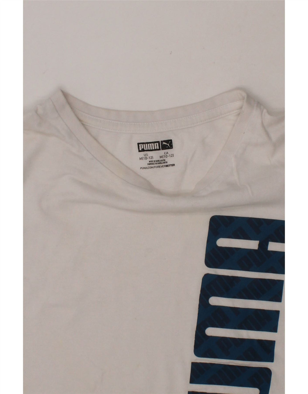 PUMA Boys Graphic T-Shirt Top 10-11 Years Medium White Cotton Vintage Puma and Second-Hand Puma from Messina Hembry 