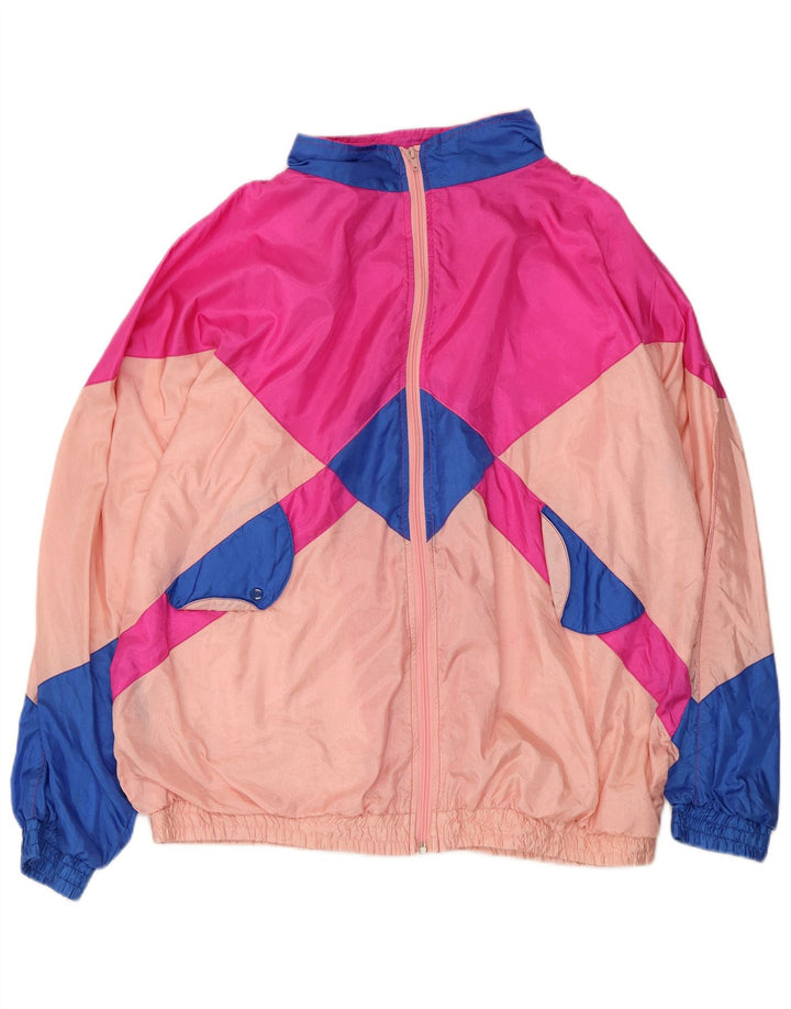 Vintage Damen-Trainingsanzug-Top-Jacke, UK 16, groß, mehrfarbig, Farbblock
