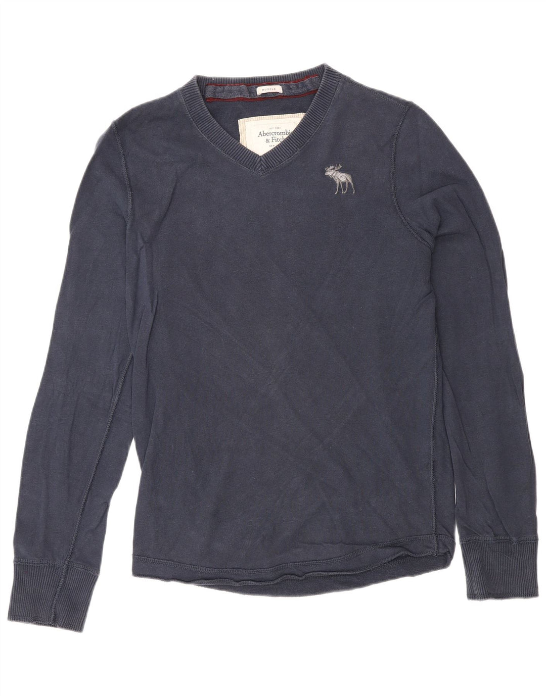 Abercrombie & Fitch Herren-Oberteil, langärmelig, mittelgroß, Marineblau, klassisch
