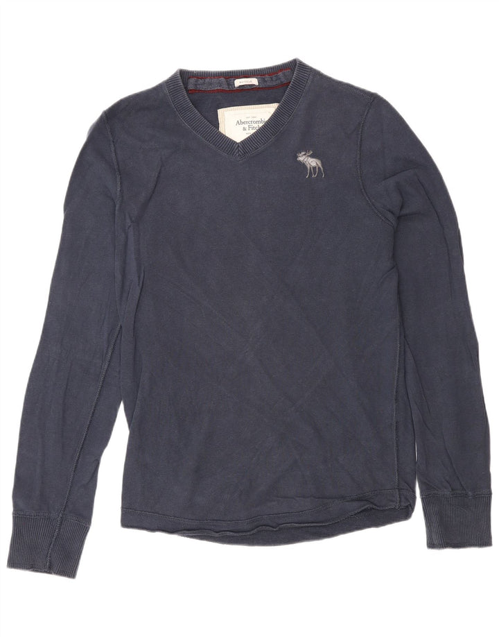Abercrombie & Fitch Herren-Oberteil, langärmelig, mittelgroß, Marineblau, klassisch