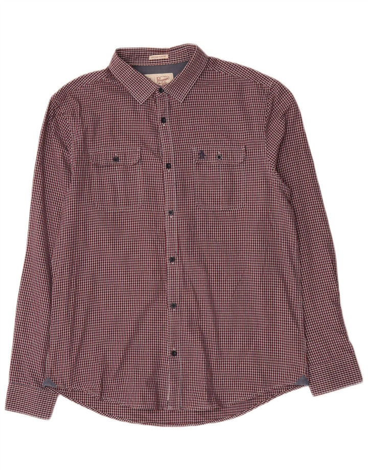 Penguin Herren Heritage Slim Fit Hemd, groß, rot kariert, Baumwolle