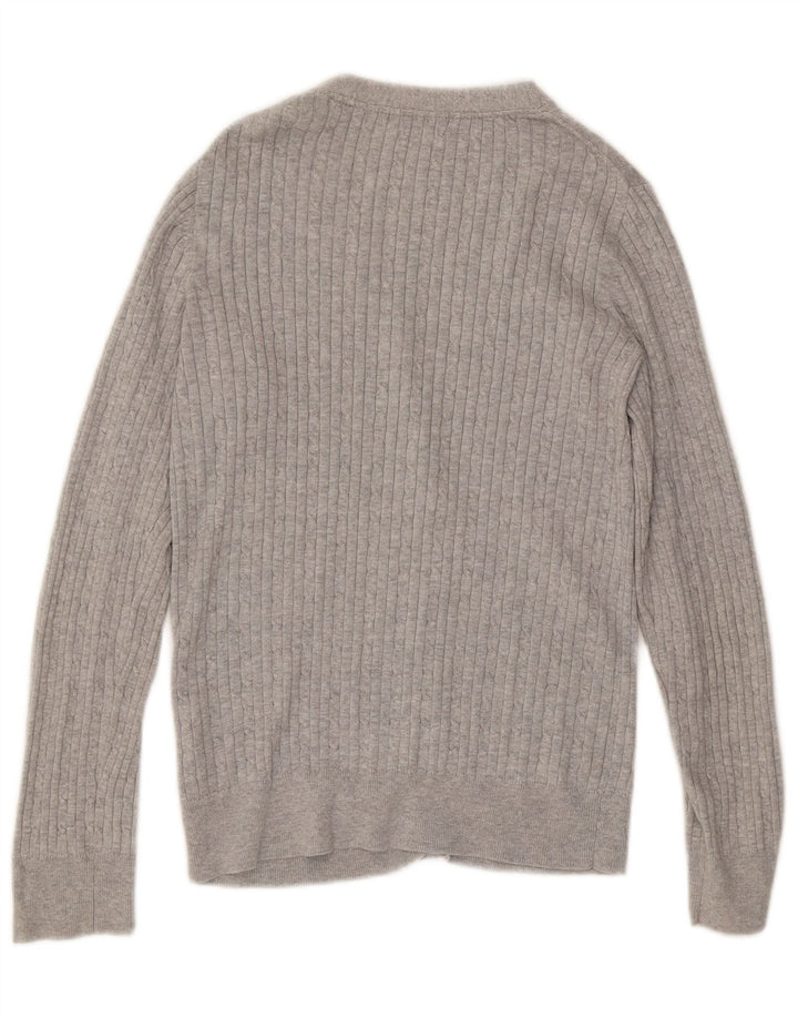 TOMMY HILFIGER Damen Strickjacke Pullover UK 12 Mittelgraue Baumwolle
