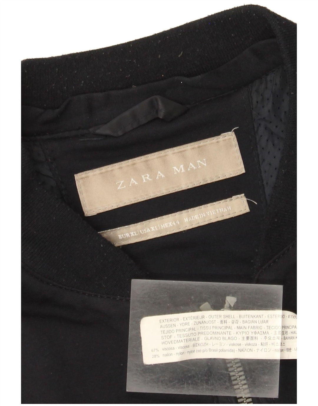 Zara Herren Bomberjacke UK 42 XL Marineblaue Viskose
