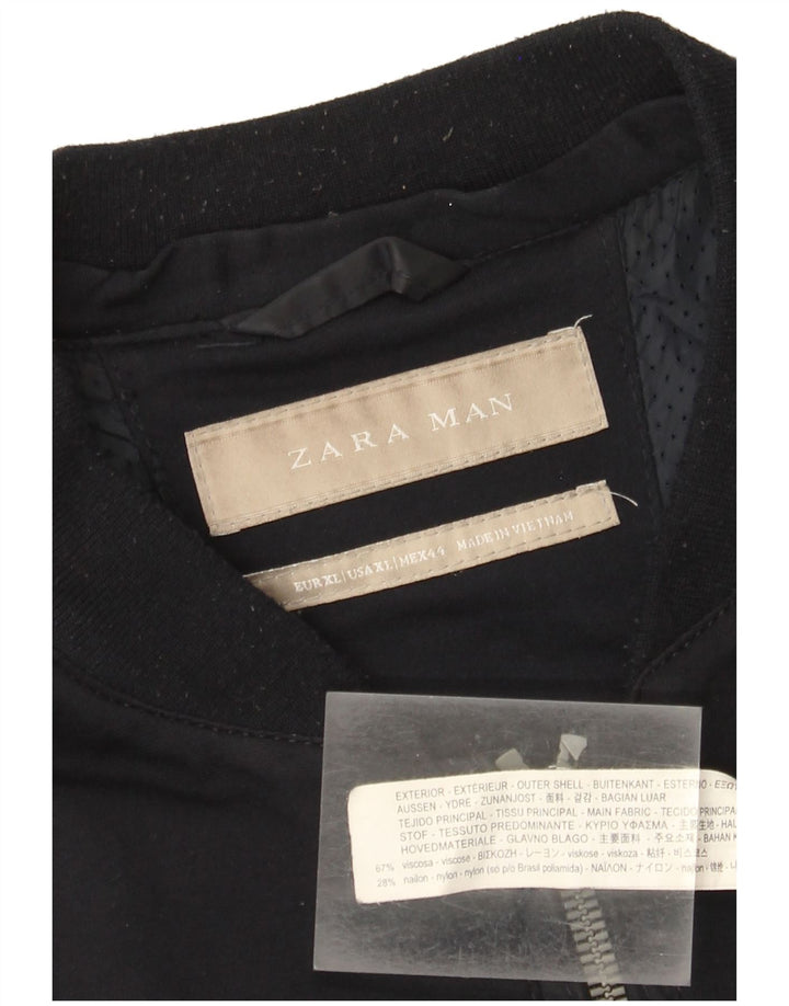 Zara Herren Bomberjacke UK 42 XL Marineblaue Viskose
