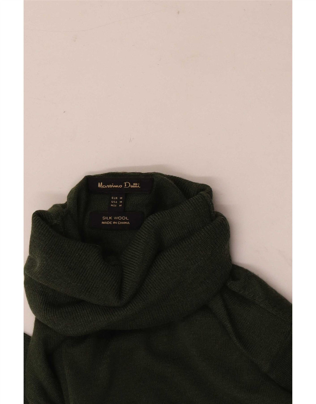 Massimo Dutti Rollkragenpullover für Damen, UK 12, mittelgrüne Seide