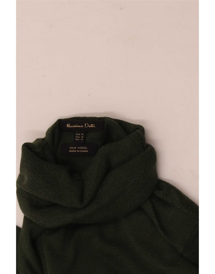 Massimo Dutti Rollkragenpullover für Damen, UK 12, mittelgrüne Seide