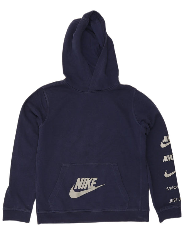 Nike Jungen Graphic Kapuzenpullover mit normaler Passform, 13–14 Jahre, XL, Marineblau, Baumwolle