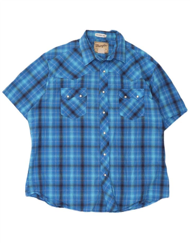 Wrangler Herren-Kurzarmhemd, groß, blau kariert