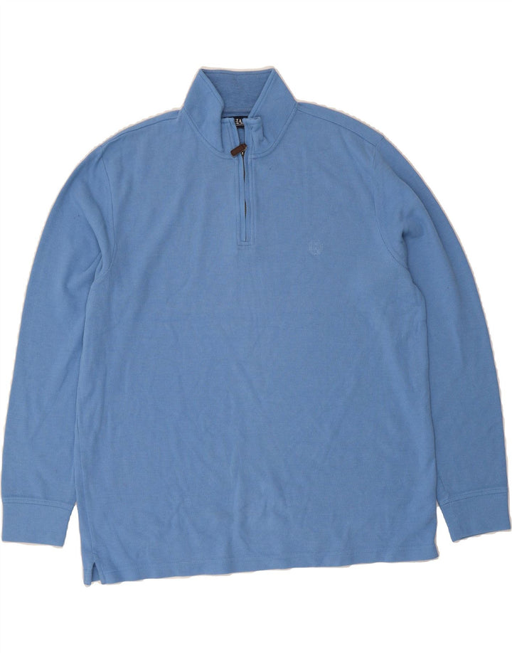 CHAPS Mens Big & Tall Zip Neck Sweatshirt Jumper XL Blue Cotton Vintage Chaps and Second-Hand Chaps from Messina Hembry 