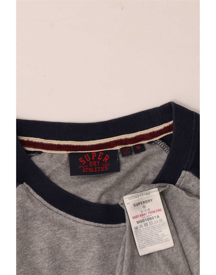 Superdry Herren-Oberteil aus langärmliger, mittelgrauer Colourblock-Baumwolle