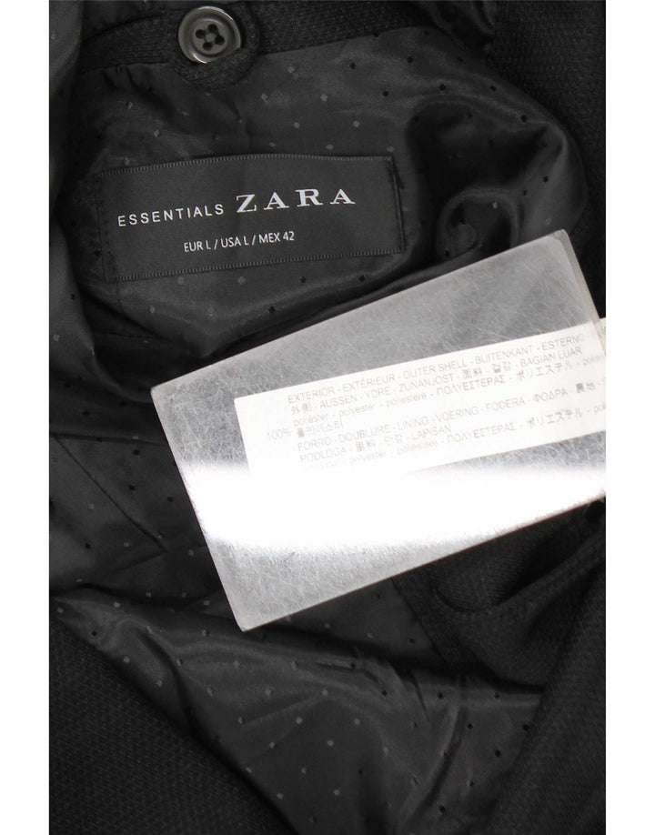 Zara Herren-Blazer mit 2 Knöpfen, UK 40, Größe L, Schwarz, Polyester