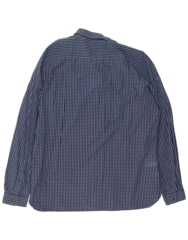 Lacoste Herren Slim Fit Hemd Größe 45 2XL Marineblau karierte Baumwolle