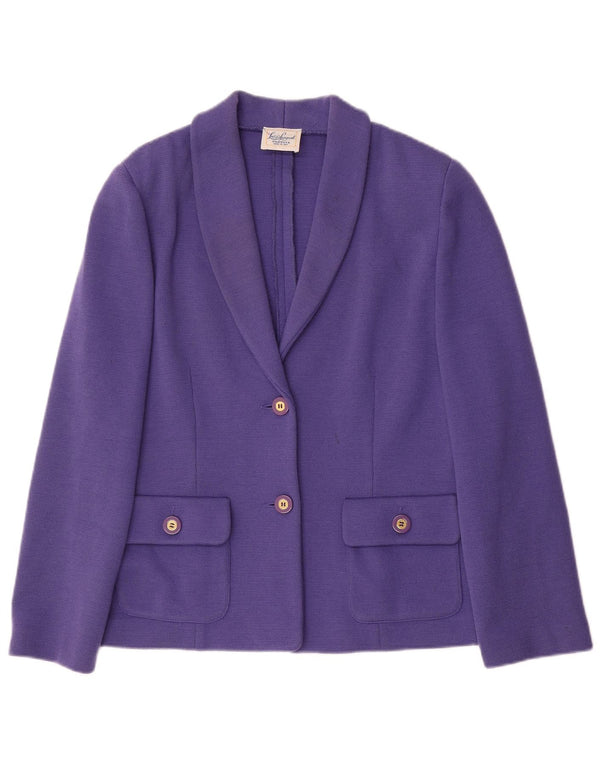 Luisa Spagnoli Damen-Strickblazer mit 2 Knöpfen, UK 12, mittelviolette Wolle