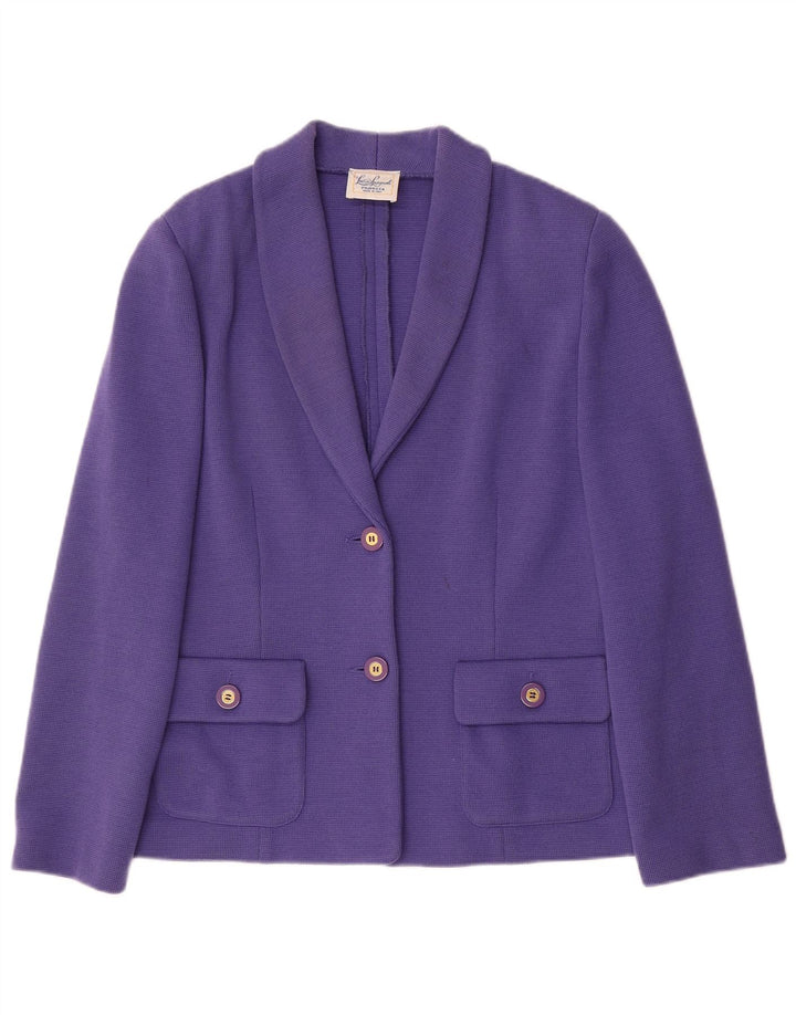 Luisa Spagnoli Damen-Strickblazer mit 2 Knöpfen, UK 12, mittelviolette Wolle
