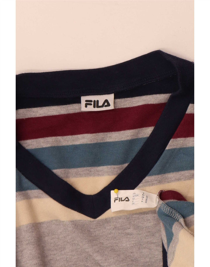Fila Herren-Top, langärmelig, XL, mehrfarbig, gestreift, Baumwolle