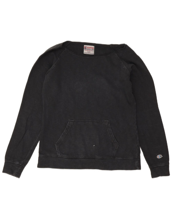 Champion Damen Heritage Oversized Sweatshirt Pullover UK 10 Small Schwarz