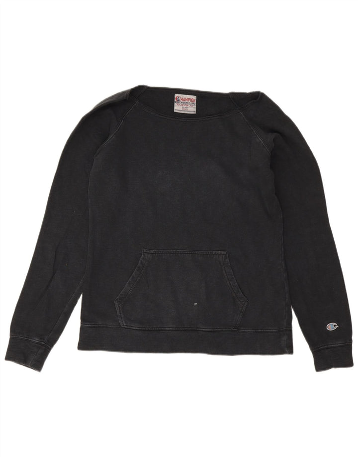 Champion Damen Heritage Oversized Sweatshirt Pullover UK 10 Small Schwarz