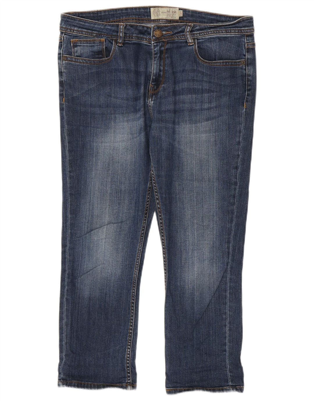 Fat Face Damen-Cropped-Jeans, UK 14, Größe L, W34, L24, Marineblau