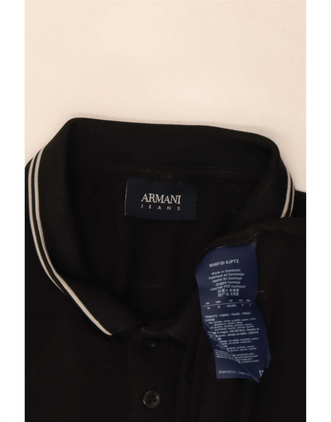 Armani Jeans Herren-Poloshirt, mittelschwarz, gestreift, Baumwolle